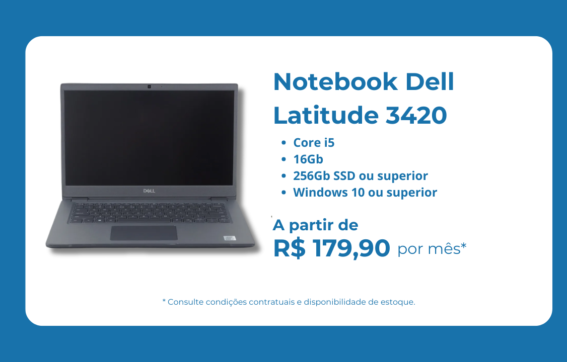 Aluguel de notebook dell latitude no rio de janeiro a partir de R$179,90